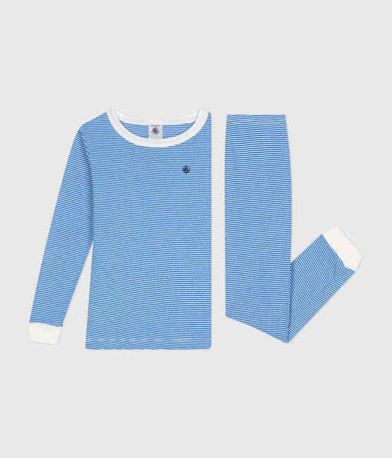 Pyjama ajusté en coton rayé enfant DELPHINIUM/ MARSHMALLOW