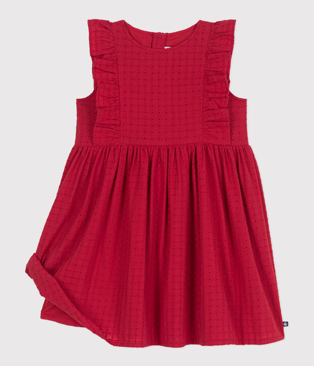Robe sans manche enfant en coton rouge