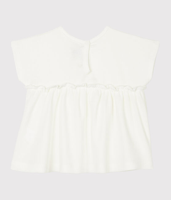 Blouse manches courtes bébé fille unie blanc MARSHMALLOW