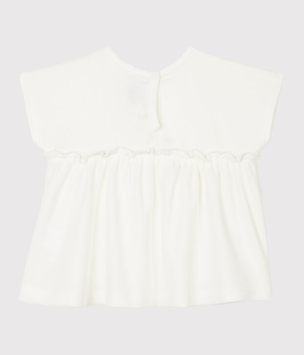 Blouse manches courtes b&eacute;b&eacute; fille unie blanc