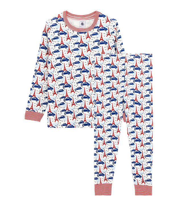 Pyjama petit gar&ccedil;on en c&ocirc;te blanc/multicouleur