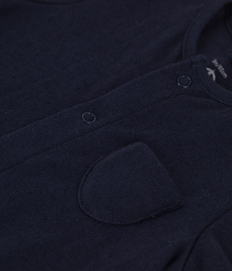 Combinaison longue unie en tubique bio b&eacute;b&eacute; bleu