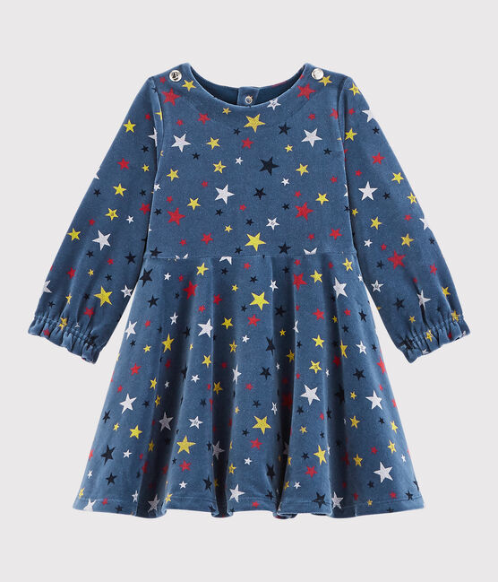 Robe manches longues bébé fille bleu MEDIEVAL/blanc MULTICO