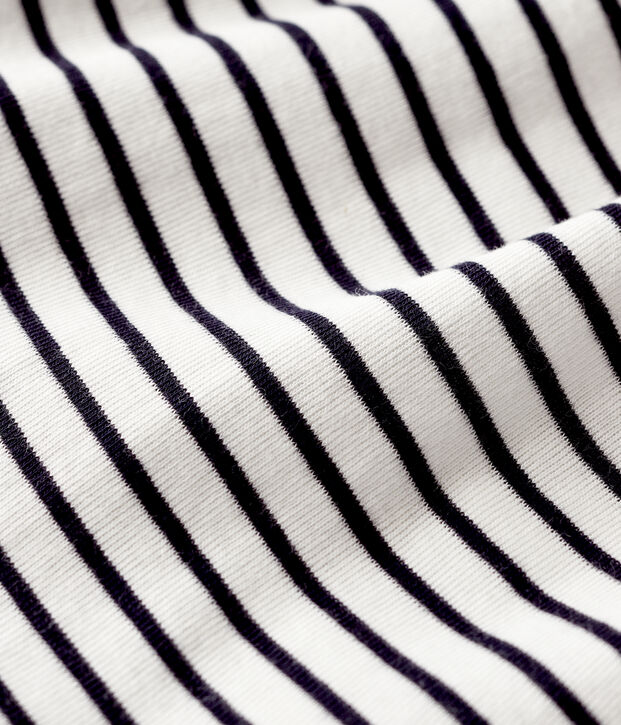 Robe body manches courtes b&eacute;b&eacute; fille en c&ocirc;te blanc/bleu