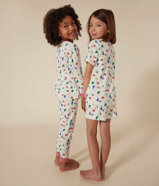 Pyjama short imprimé Paris en coton enfant blanc MARSHMALLOW/blanc MULTICO