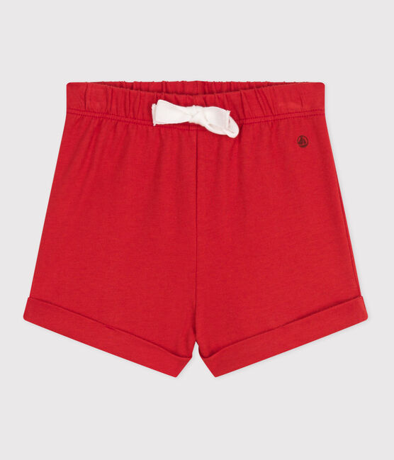 Short bébé en coton uni rouge AURORA