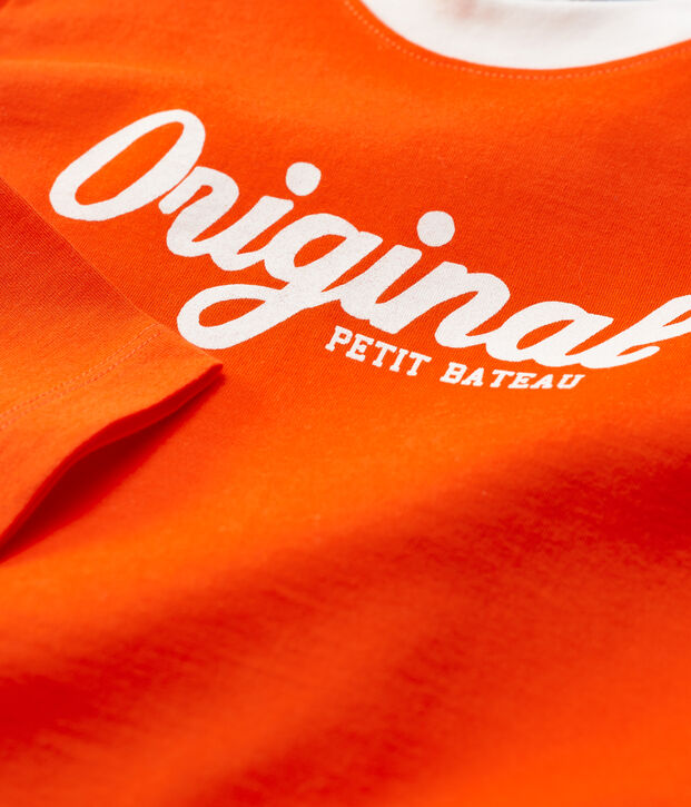 Tee-shirt manches longues en coton enfant gar&ccedil;on orange