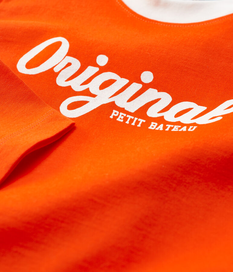 Tee-shirt manches longues en coton enfant gar&ccedil;on orange