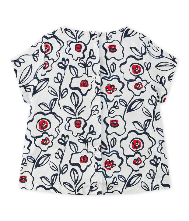 Blouse b&eacute;b&eacute; fille en popeline blanc/multicouleur