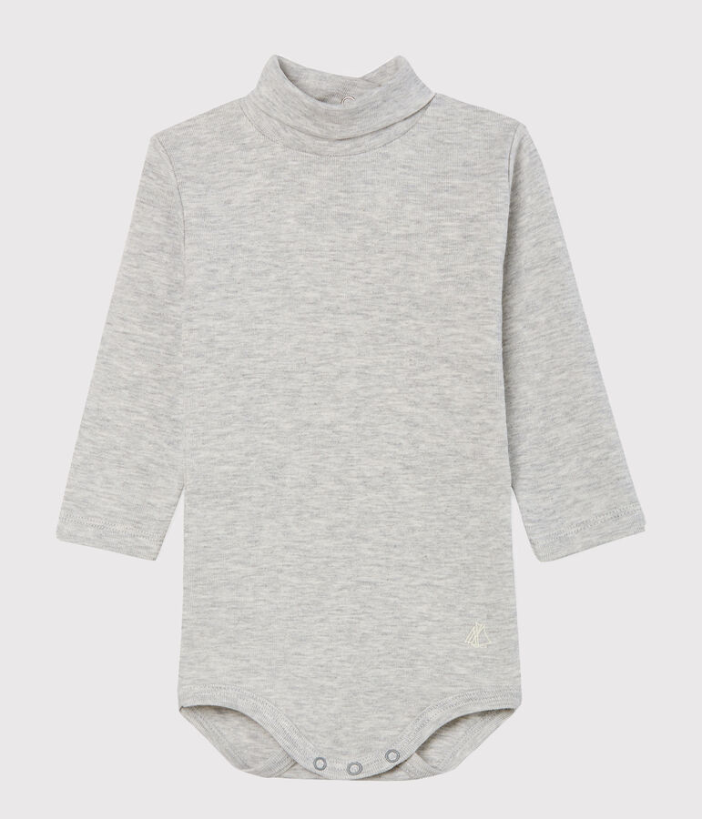 Body manches longues col roul&eacute; b&eacute;b&eacute; mixte gris