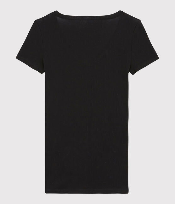 T-shirt côte légère Femme noir NOIR