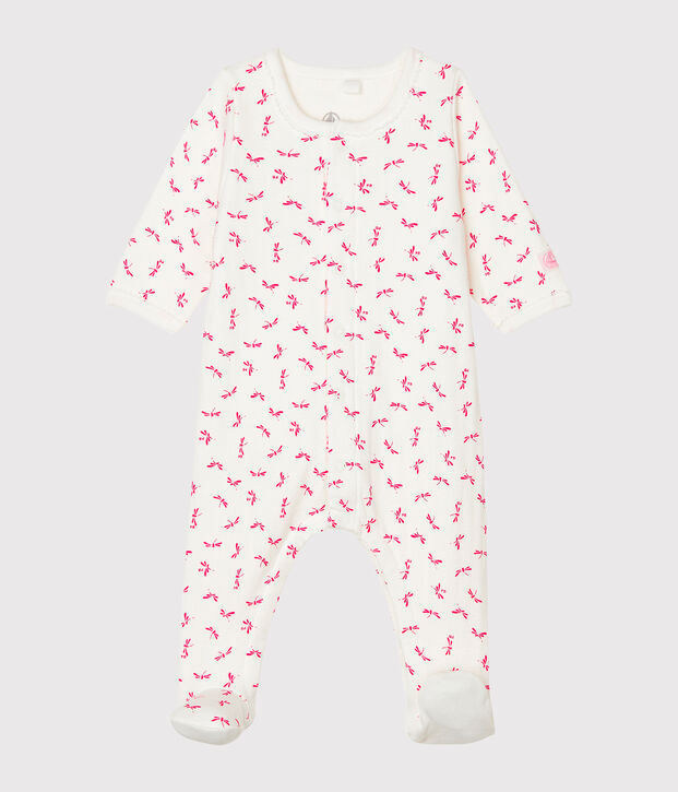 Bodyjama b&eacute;b&eacute; fille en tubique blanc/rose