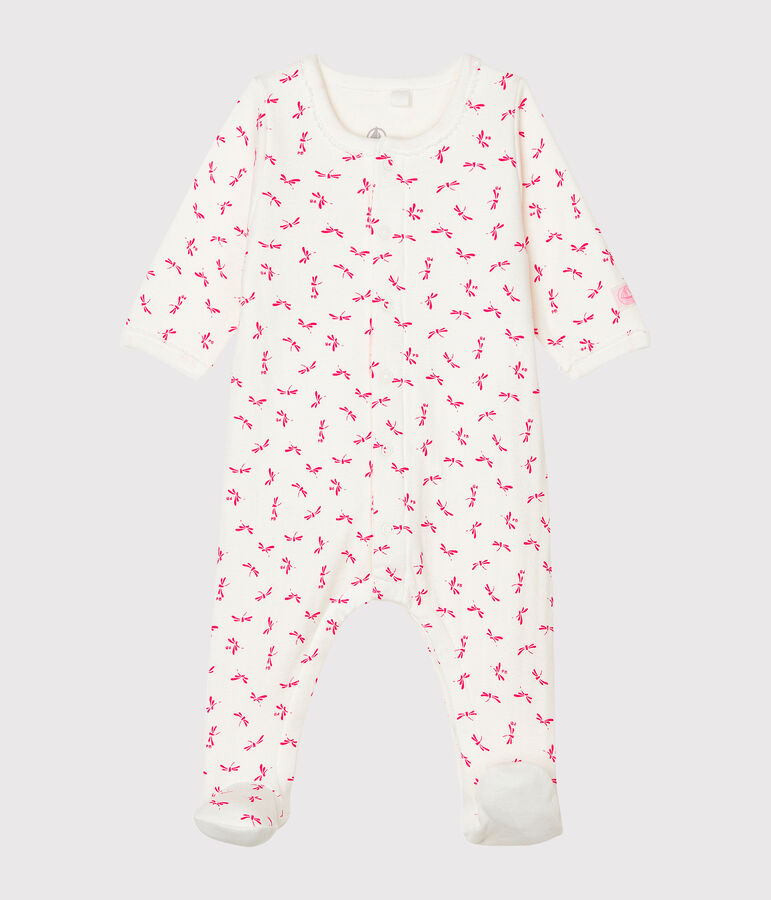 Bodyjama b&eacute;b&eacute; fille en tubique blanc/rose
