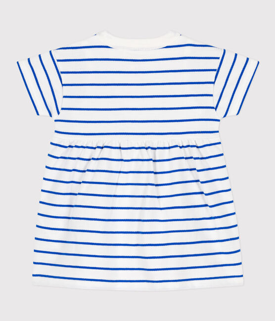 Robe en molleton bébé avec body intégré blanc MARSHMALLOW/bleu PERSE