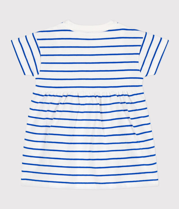 Robe en molleton b&eacute;b&eacute; avec body int&eacute;gr&eacute; blanc/bleu