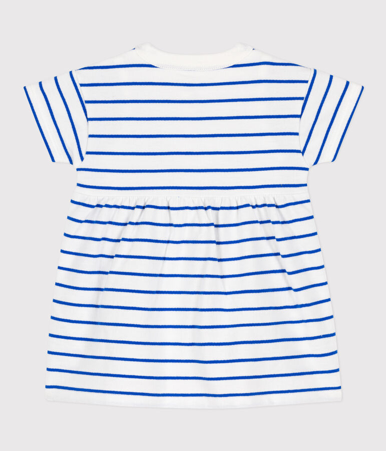 Robe en molleton b&eacute;b&eacute; avec body int&eacute;gr&eacute; blanc MARSHMALLOW/bleu PERSE