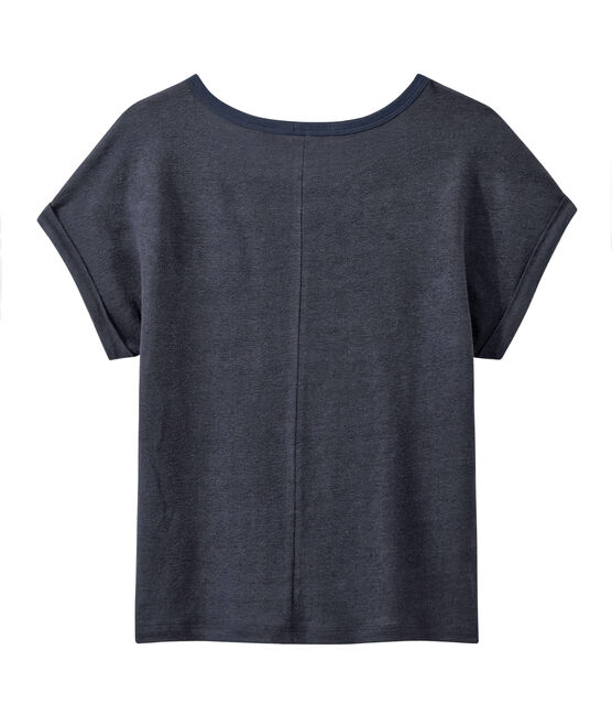 Tee-shirt fluide femme en lin bleu SMOKING