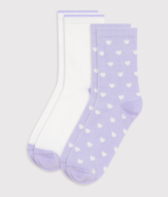 2 paires de chaussettes enfant en coton imprimé coeurs variante 1