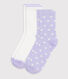 2 paires de chaussettes enfant en coton imprimé coeurs
