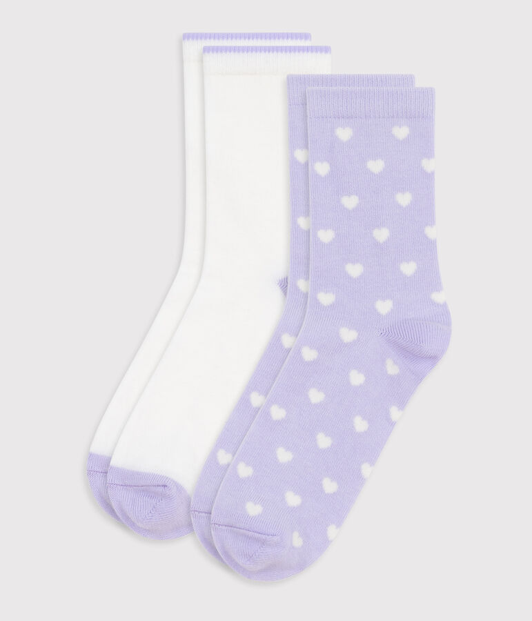2 paires de chaussettes enfant en coton imprim&eacute; coeurs variante 1