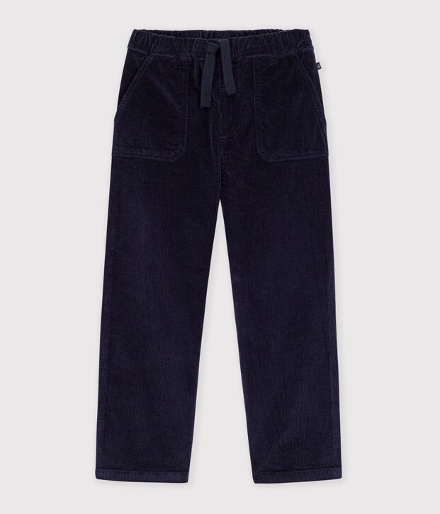 Pantalon droit enfant en velours bleu marine