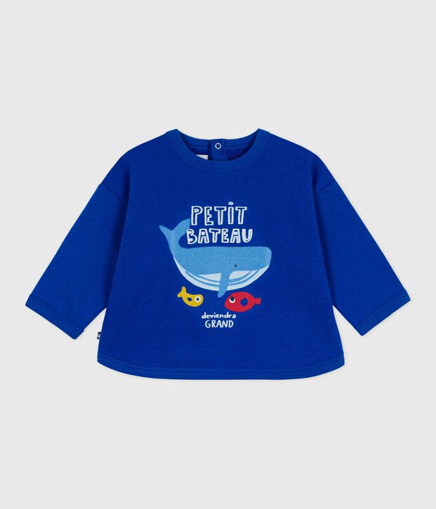 Sweatshirt b&eacute;b&eacute; en coton motif baleine bleu