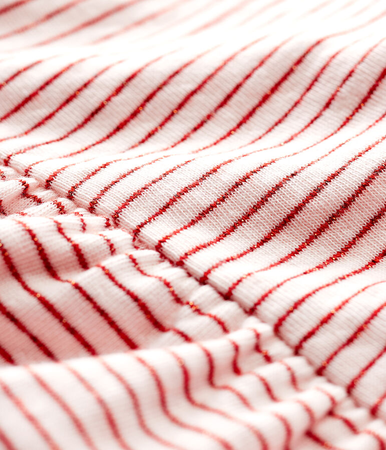 Blouse manches courtes en tubique ray&eacute;e b&eacute;b&eacute; fille rose/rose