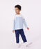 Teeshirt marinière enfant en coton manches longues blanc MARSHMALLOW/bleu ALASKA