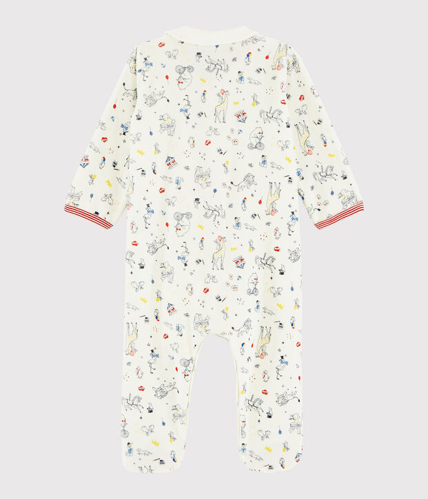 Dors-bien b&eacute;b&eacute; gar&ccedil;on en velours blanc/multicouleur