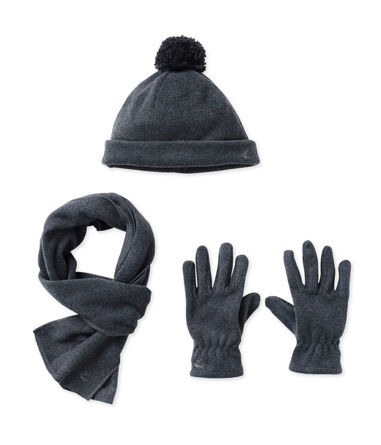 Bonnet, gants et écharpe en polaire gris CITY CHINE