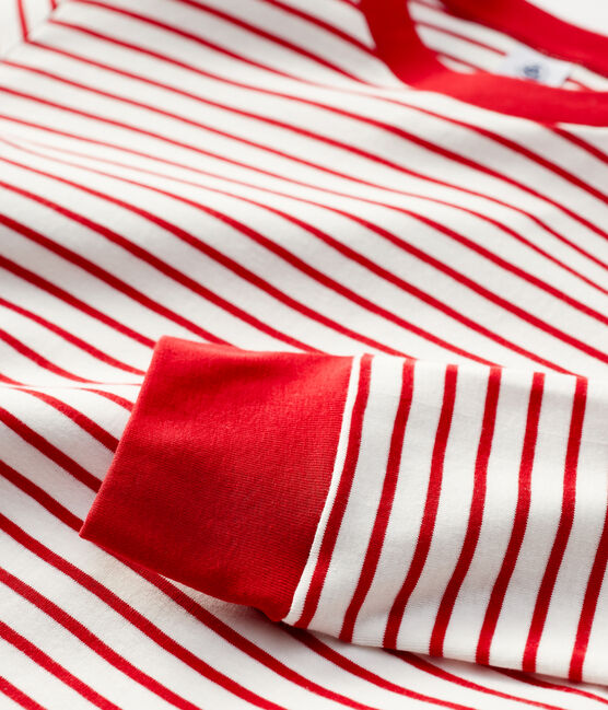T-shirt marinière en coton Femme blanc MARSHMALLOW/rouge TERKUIT