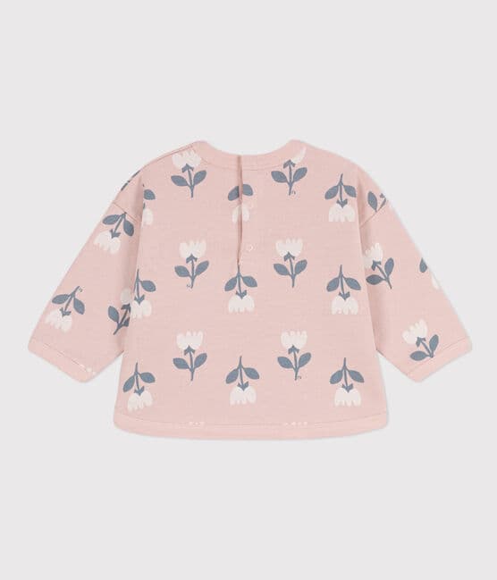 Sweatshirt bébé en molleton imprimé fleuri rose SALINE/blanc MULTICO