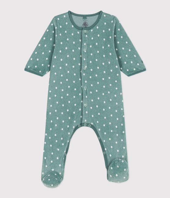 Pyjama bébé étoiles en velours bleu BRUT/blanc MARSHMALLOW