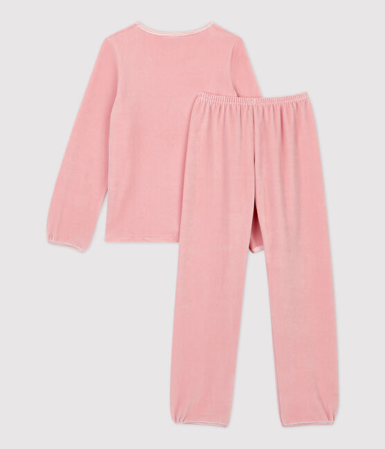 Pyjama rose petite fille motif bouquetins en velours rose CHARME