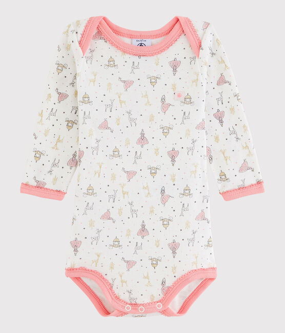Body manches longues bébé fille blanc MARSHMALLOW/rose GRETEL