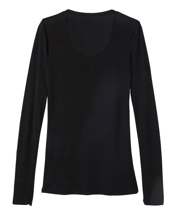 Tee shirt manches longues col danseuse femme noir