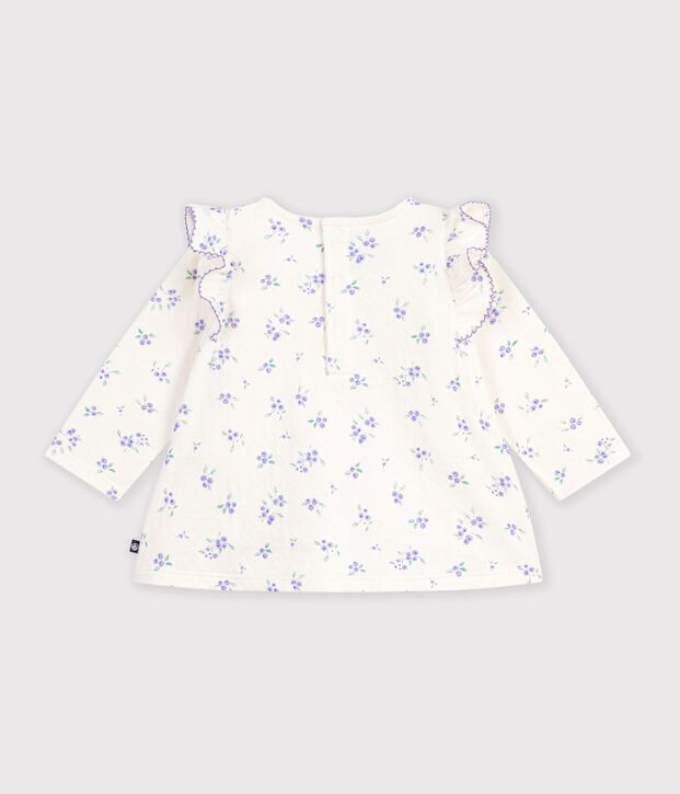 Blouse b&eacute;b&eacute; en coton manches longues imprim&eacute;e fleurs &eacute;cru/multicouleur