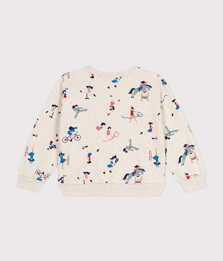 Sweatshirt en molleton enfant fille beige MONTELIMAR/blanc MULTICO