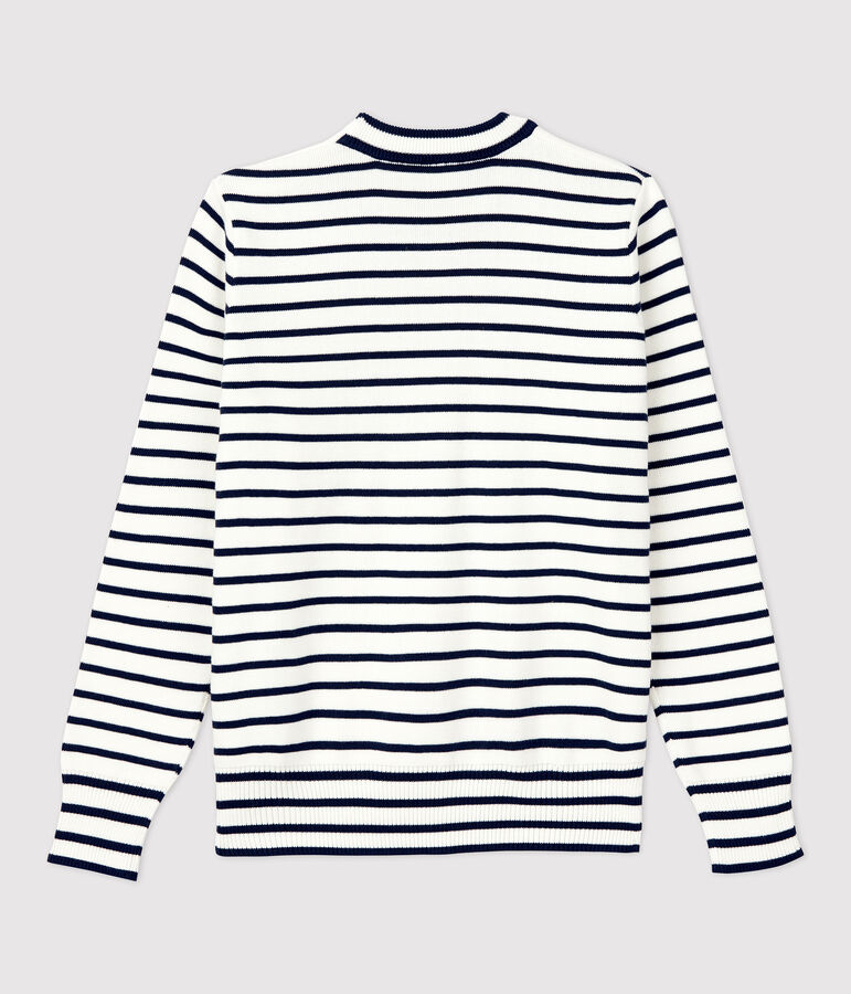 Pull marin en coton Femme blanc MARSHMALLOW/bleu SMOKING