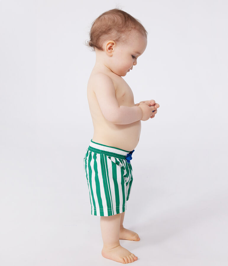 Short de bain b&eacute;b&eacute;, imprim&eacute; ray&eacute; vert MARSHMALLOW/ JARDIN