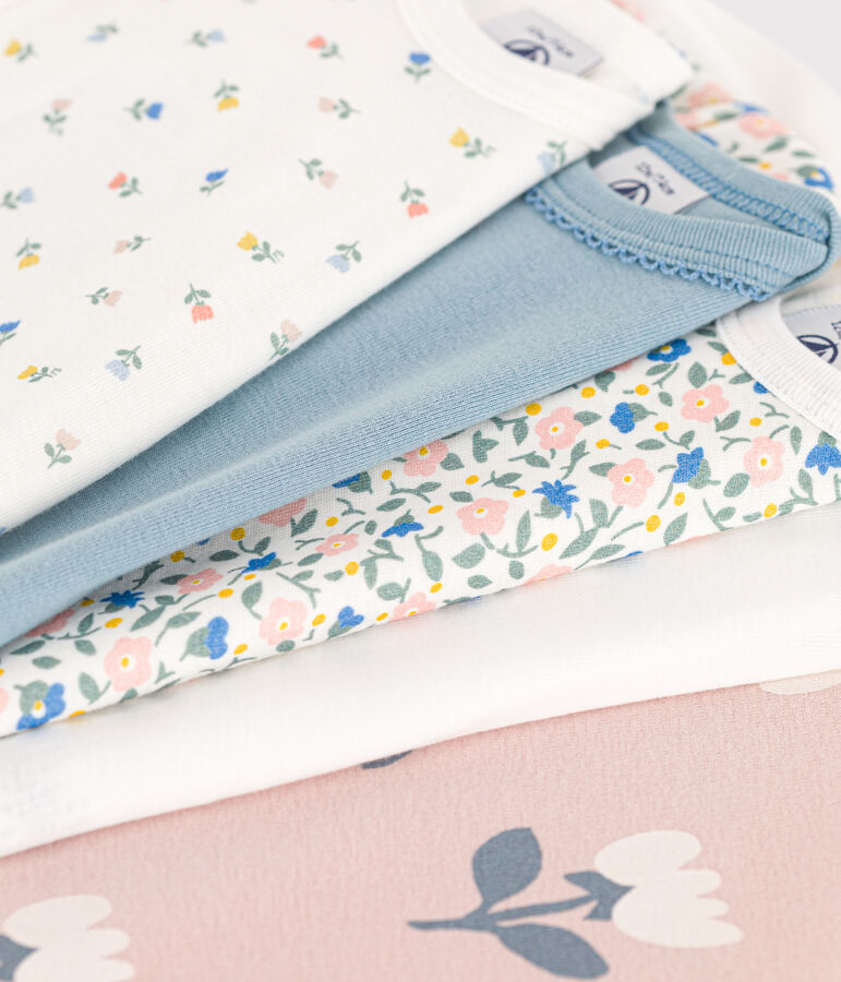 Lot de 5 bodies manches longues fleurs en coton variante 1