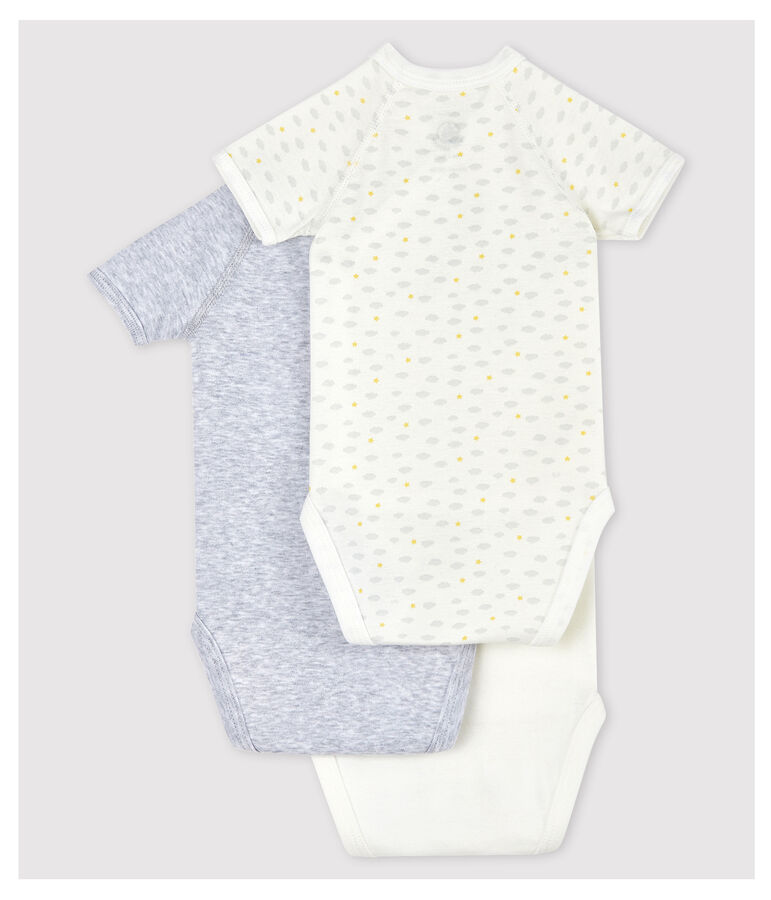 Lot de 3 bodies crois&eacute;s manches courtes b&eacute;b&eacute; en coton biologique multicouleur