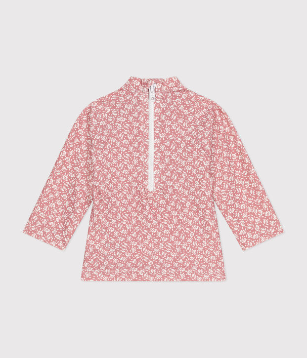 Tee shirt de bain anti UV b&eacute;b&eacute; rose/blanc