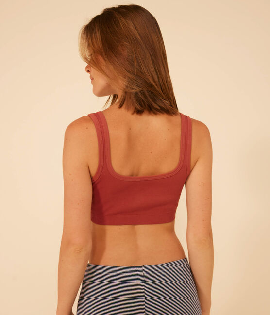 Brassière unie en coton et élasthanne femme marron FAMEUX