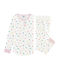 Pyjama petite fille taille montante en jersey double face blanc MARSHMALLOW/blanc MULTICO