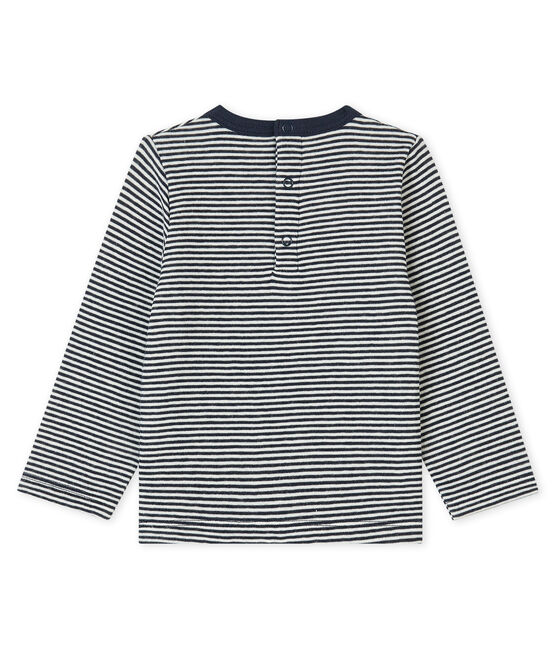 Tee shirt bébé garçon en tubique bleu SMOKING/beige COQUILLE