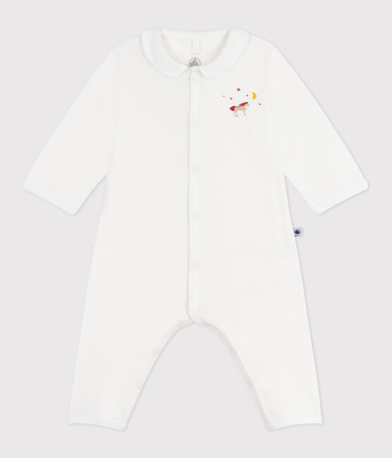 Pyjama bébé sans pieds en coton uni blanc MARSHMALLOW