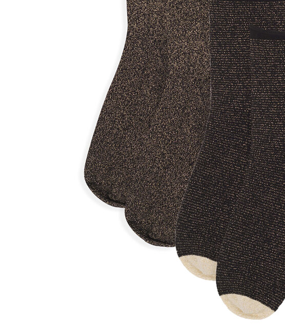 Lot chaussettes mi-hautes femme noir NOIR/jaune OR