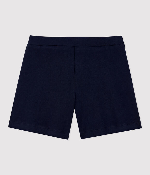 Short en coton enfant fille bleu marine