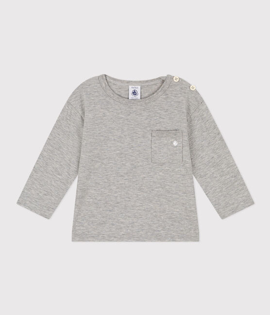 Tee-shirt manches longues en jersey flammé bébé gris CHATON CHINE